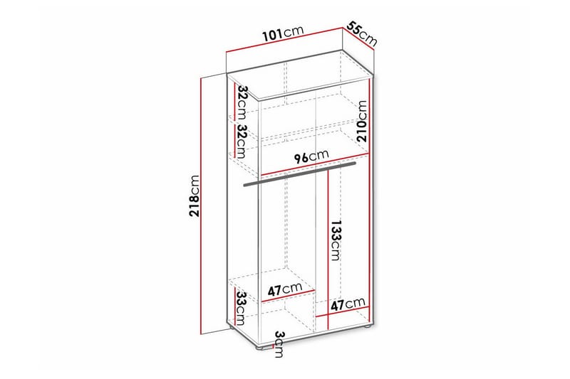 Rathmore Barnskåp 101x218 cm Ljusgrå - Förvaring barnrum - Barnrum - Skåp barnrum