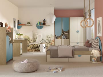 Zarek Sovrumsmöbelset - Brun, beige och blå - Barn & bebis - Förvaring barnrum