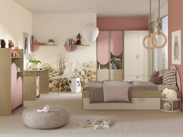 Zarek Sovrumsmöbelset - Brun, beige och rosa - Barn & bebis - Förvaring barnrum
