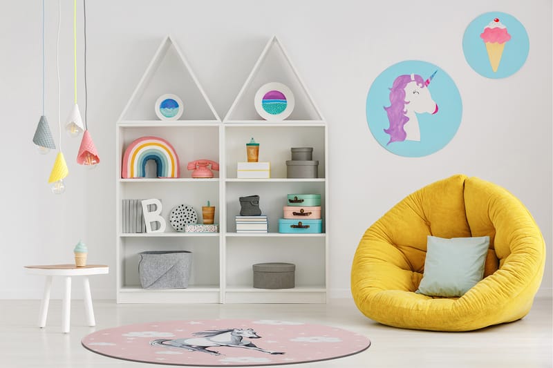 Play Barnmatta Rund 120 cm - Rosa - Barn & bebis - Barntextilier - Barnmattor