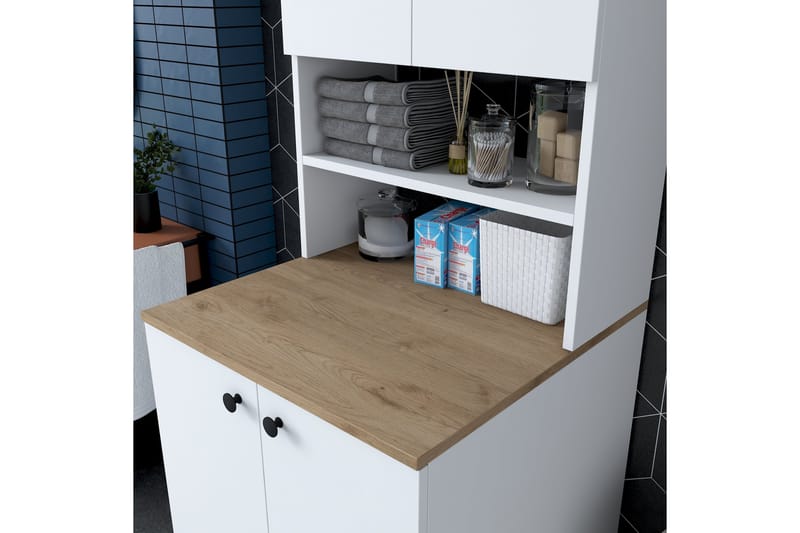 AKASHYA Badrumsskåp 70x183,6 cm Vit/Brun - Förvaring - Badrumsförvaring & tvättstuga inredning - Badrumsskåp