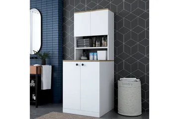 Akashya Badrumsskåp 70x183,6 cm Vit/Brun - Hanah Home - Förvaring - Badrumsförvaring & tvättstuga inredning - Badrumsskåp