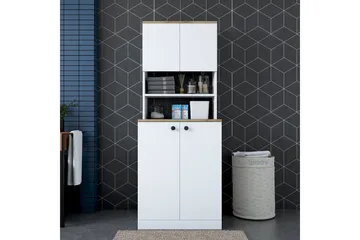 Akashya Badrumsskåp 70x183,6 cm Vit/Brun - Hanah Home - Förvaring - Badrumsförvaring & tvättstuga inredning - Badrumsskåp