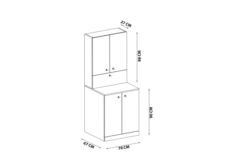 PALMIRA Badrumsskåp 70x90 cm Vit - Förvaring - Badrumsförvaring & tvättstuga inredning - Badrumsskåp