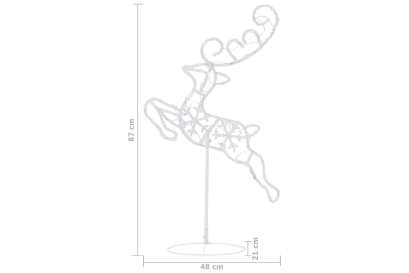 Flygande julrenar och släde akryl 260x21x87cm varmvit - Vit - Julbelysning - Julbelysning utomhus