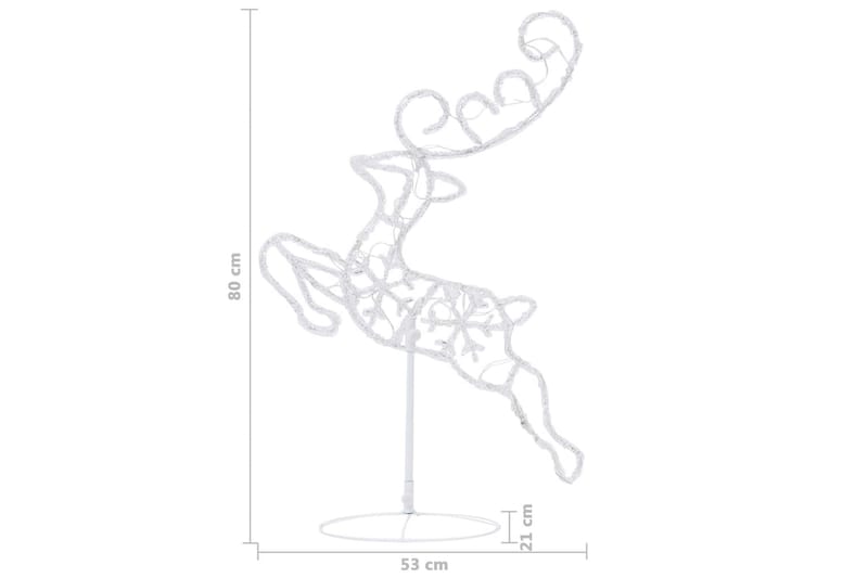 Flygande julrenar och släde akryl 260x21x87cm varmvit - Vit - Julbelysning - Julbelysning utomhus