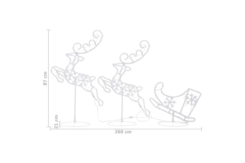 Flygande julrenar och släde akryl 260x21x87cm varmvit - Vit - Julbelysning - Julbelysning utomhus
