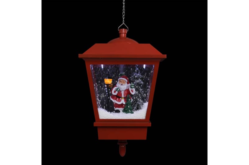 Hänglykta med LED och jultomte röd 27x27x45 cm - Röd - Julbelysning - Julbelysning utomhus