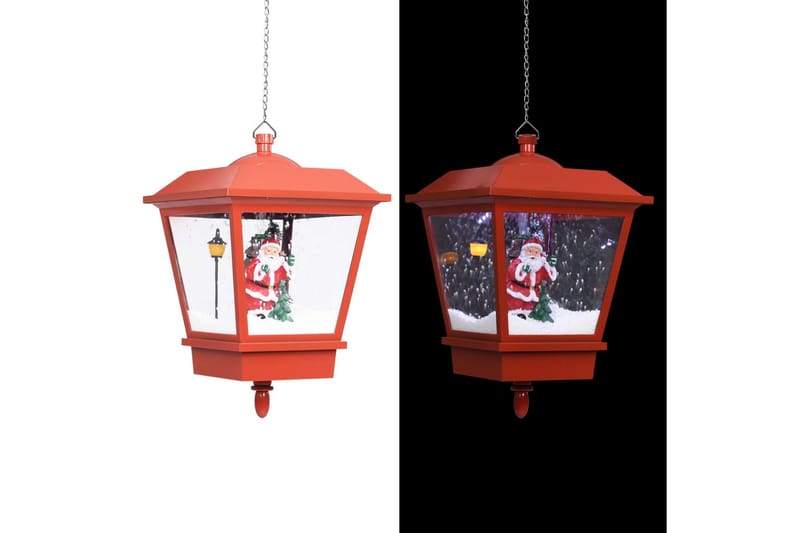 Hänglykta med LED och jultomte röd 27x27x45 cm - Röd - Julbelysning - Julbelysning utomhus