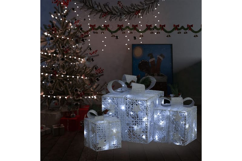 Juldekoration julklappar 3 st silver ute/inne - Silver - Julbelysning - Julbelysning utomhus