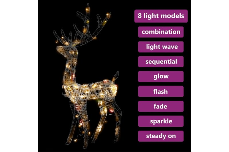 Juldekoration ren akryl 140 LED 128 cm flerfärgad - Vit - Belysning - Julbelysning