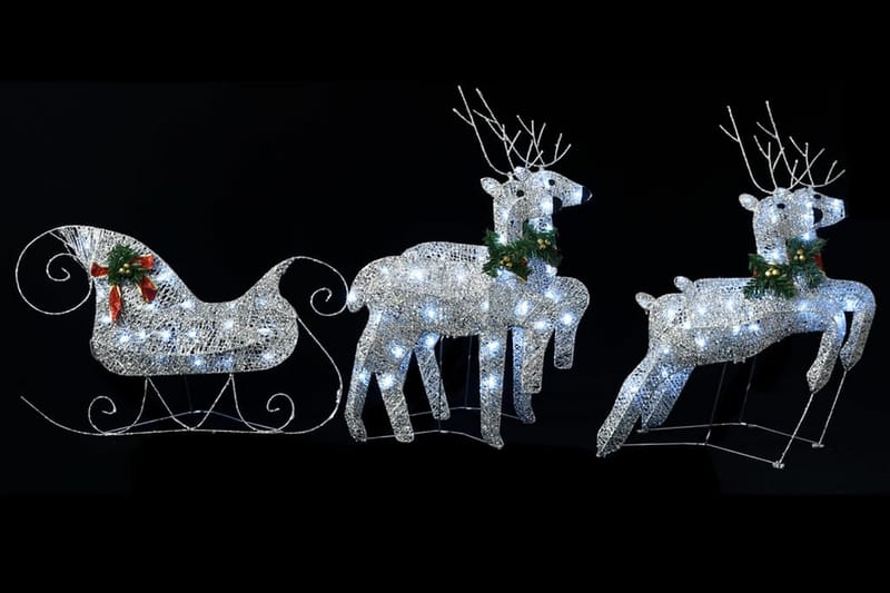 Juldekoration ren & släde 100 LED utomhus silver - Silver - Julbelysning - Julbelysning utomhus