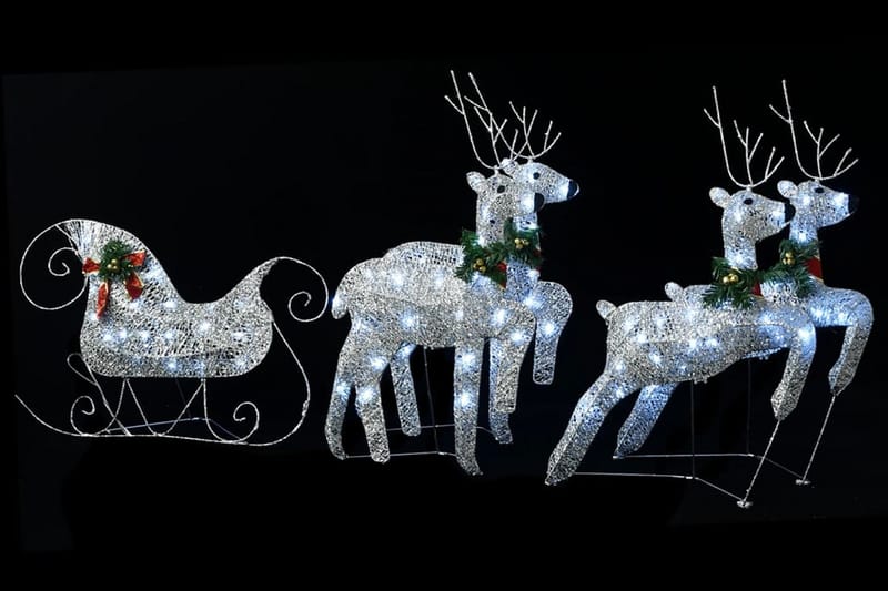 Juldekoration ren & släde 100 LED utomhus silver - Silver - Julbelysning - Julbelysning utomhus