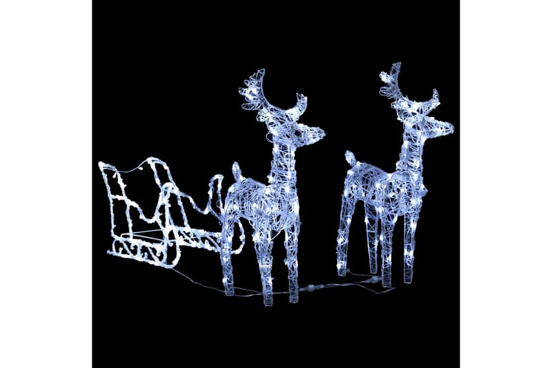Juldekoration ren & släde 160 LED 130 cm akryl - Vit - Julbelysning - Julbelysning utomhus