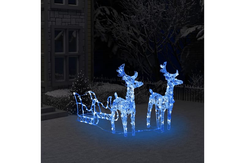 Juldekoration renar & släde 160 LED 130 cm akryl - Blå - Belysning - Julbelysning