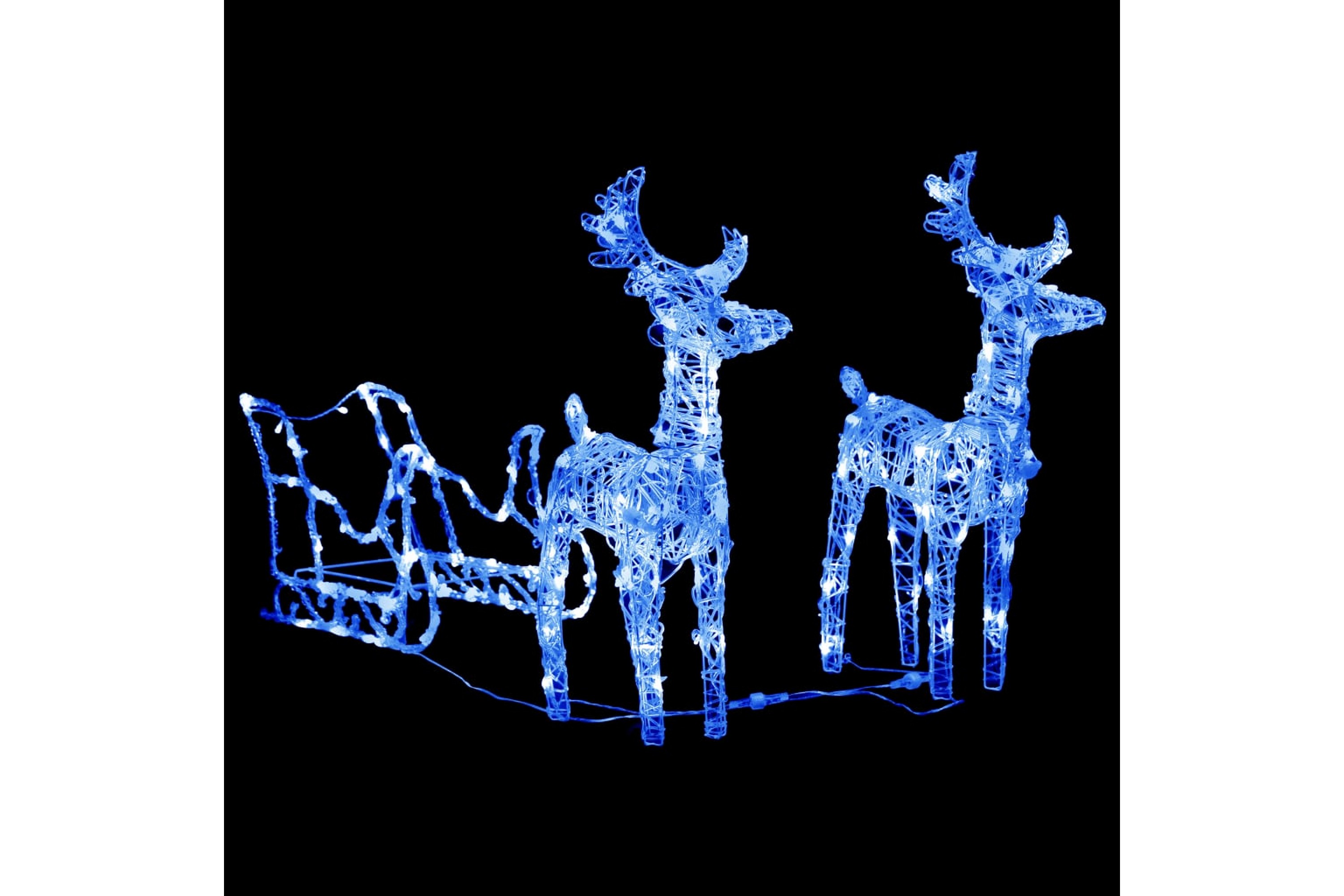 Juldekoration renar & släde 160 LED 130 cm akryl – Blå