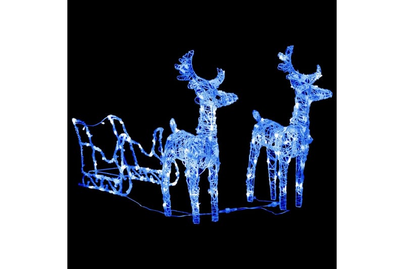Juldekoration renar & släde 160 LED 130 cm akryl - Blå - Julbelysning - Julbelysning utomhus