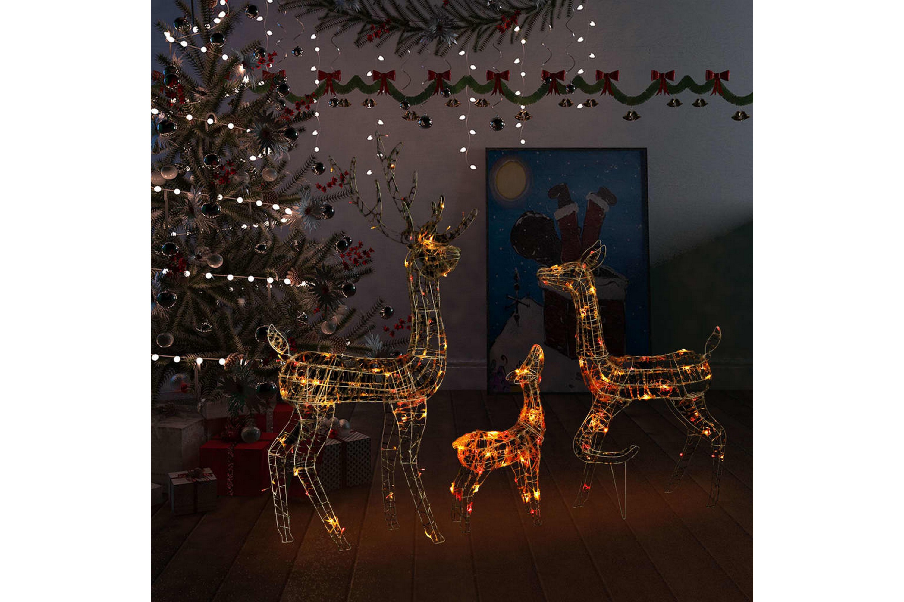 Juldekoration renfamilj akryl 300 LED flerfärgad – Grå
