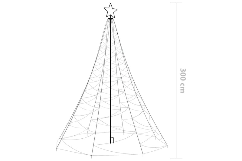 Julgran med metallstång 500 LED varm vit 3 m - Vit - Belysning - Julbelysning