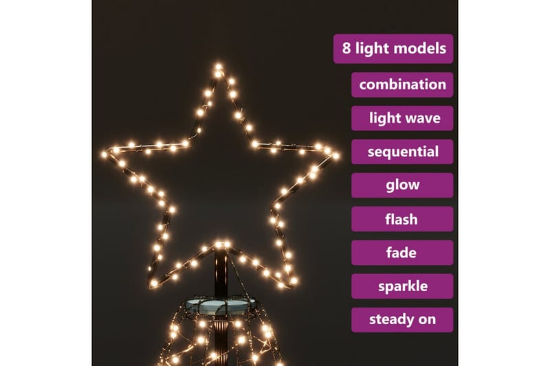 Julgran med metallstång 500 LED varm vit 3 m - Vit - Belysning - Julbelysning