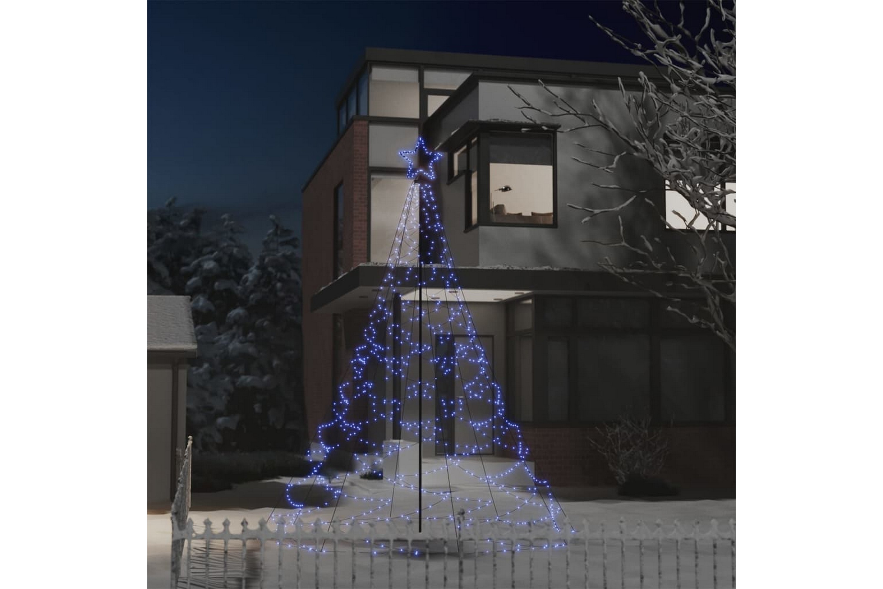 Julgran med metallstång 500 LEDs blå 3 m – Blå