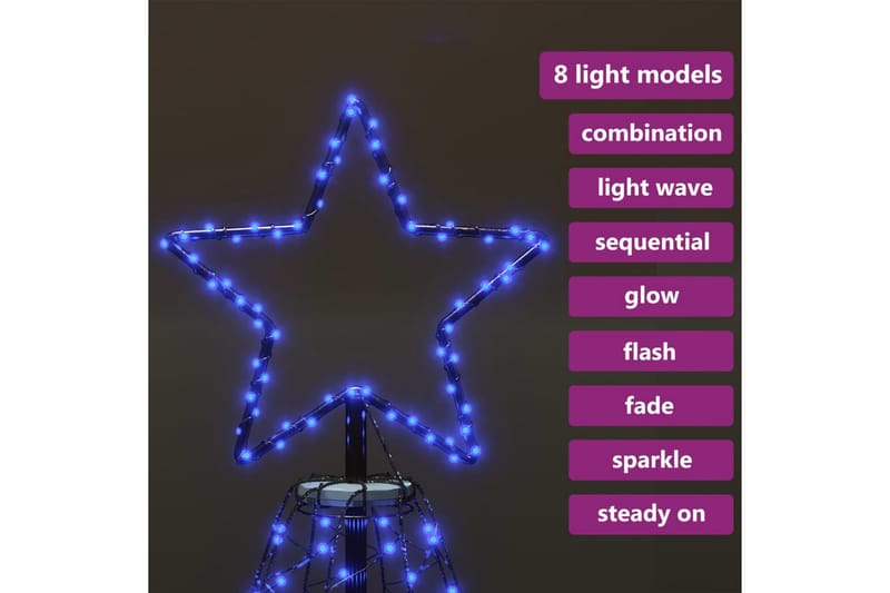 Julgran med metallstång 500 LEDs blå 3 m Belysning Furniturebox