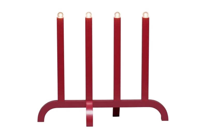Konstsmide Elljusstake 4 ljus trä röd - Julbelysning - Adventsljusstake & elljusstake