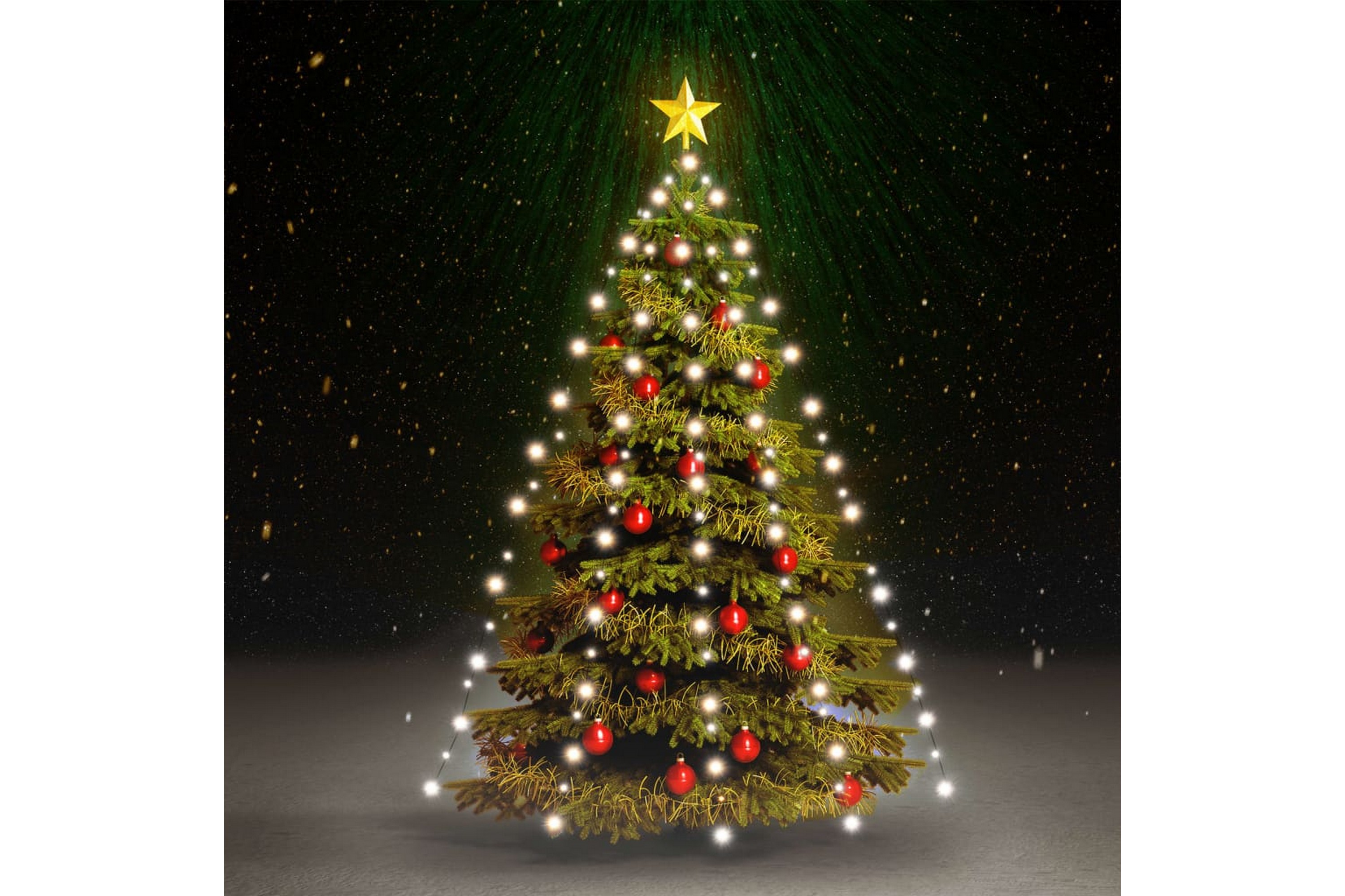 Ljusnät för julgran 180 lysdioder kallvit 180 cm – Vit