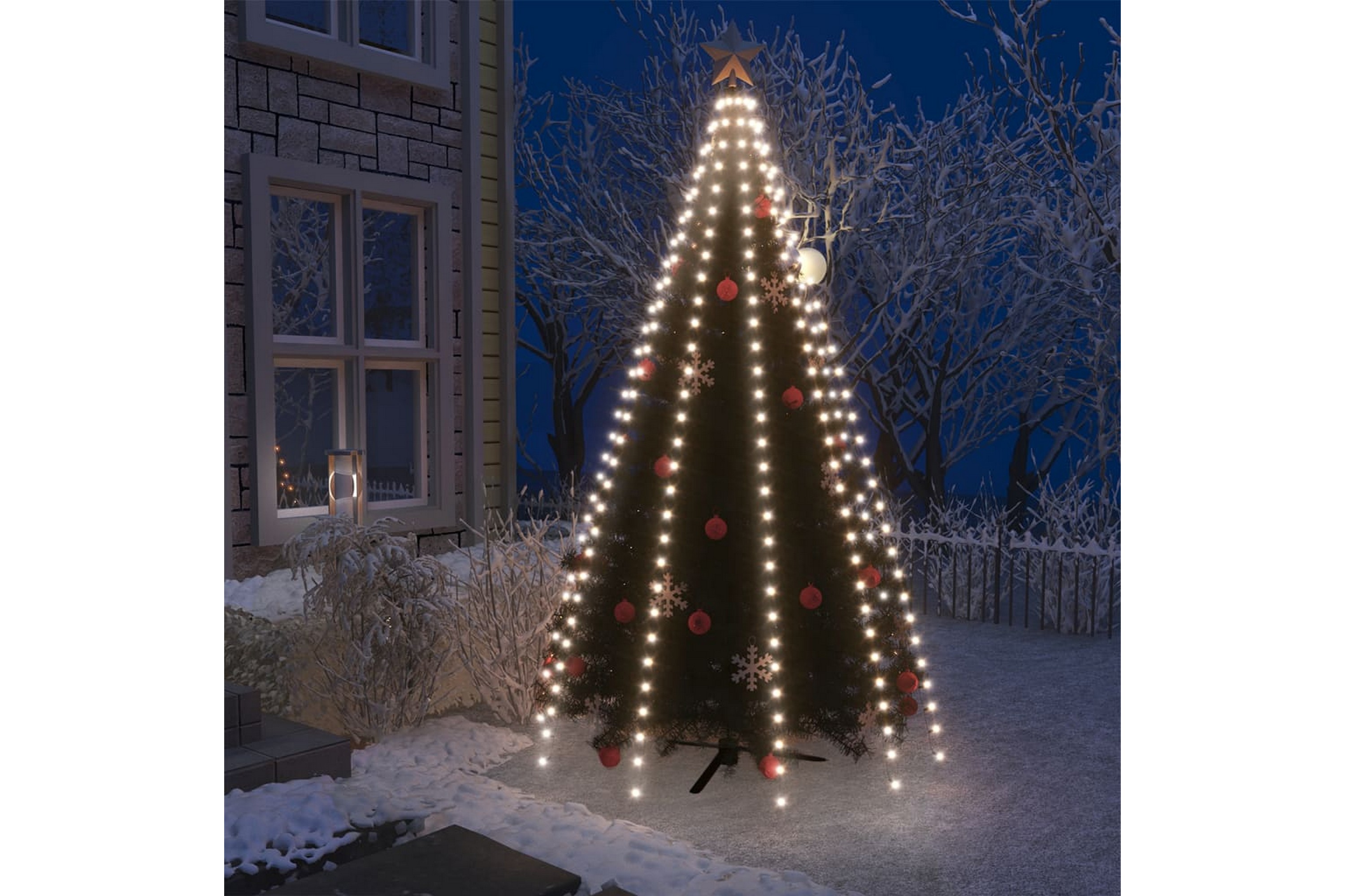 Ljusnät för julgran 300 lysdioder kallvit 300 cm – Vit