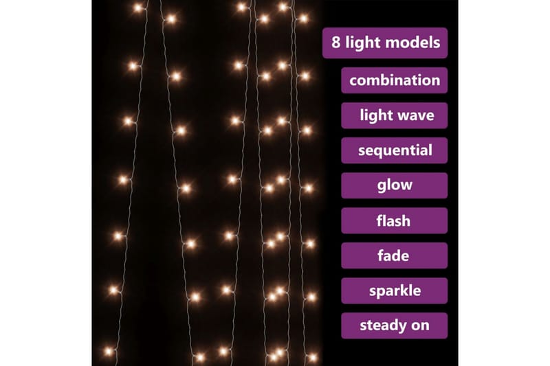 Ljusslinga draperi 3x3 m 300 lysdioder varmvit - Vit - Julbelysning - Ljusslinga - Balkongbelysning