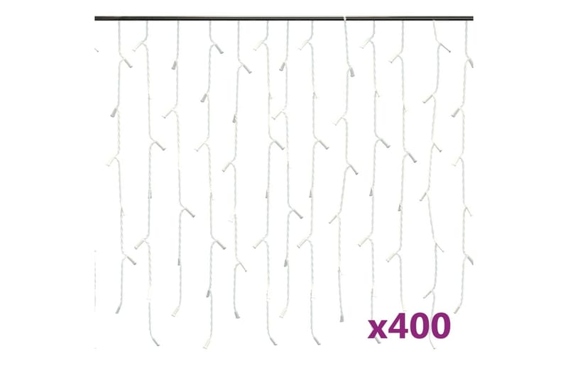 Ljusslinga draperi istappar 10 m 400 lysdioder kallvit - Vit - Julbelysning - Ljusslinga - Balkongbelysning