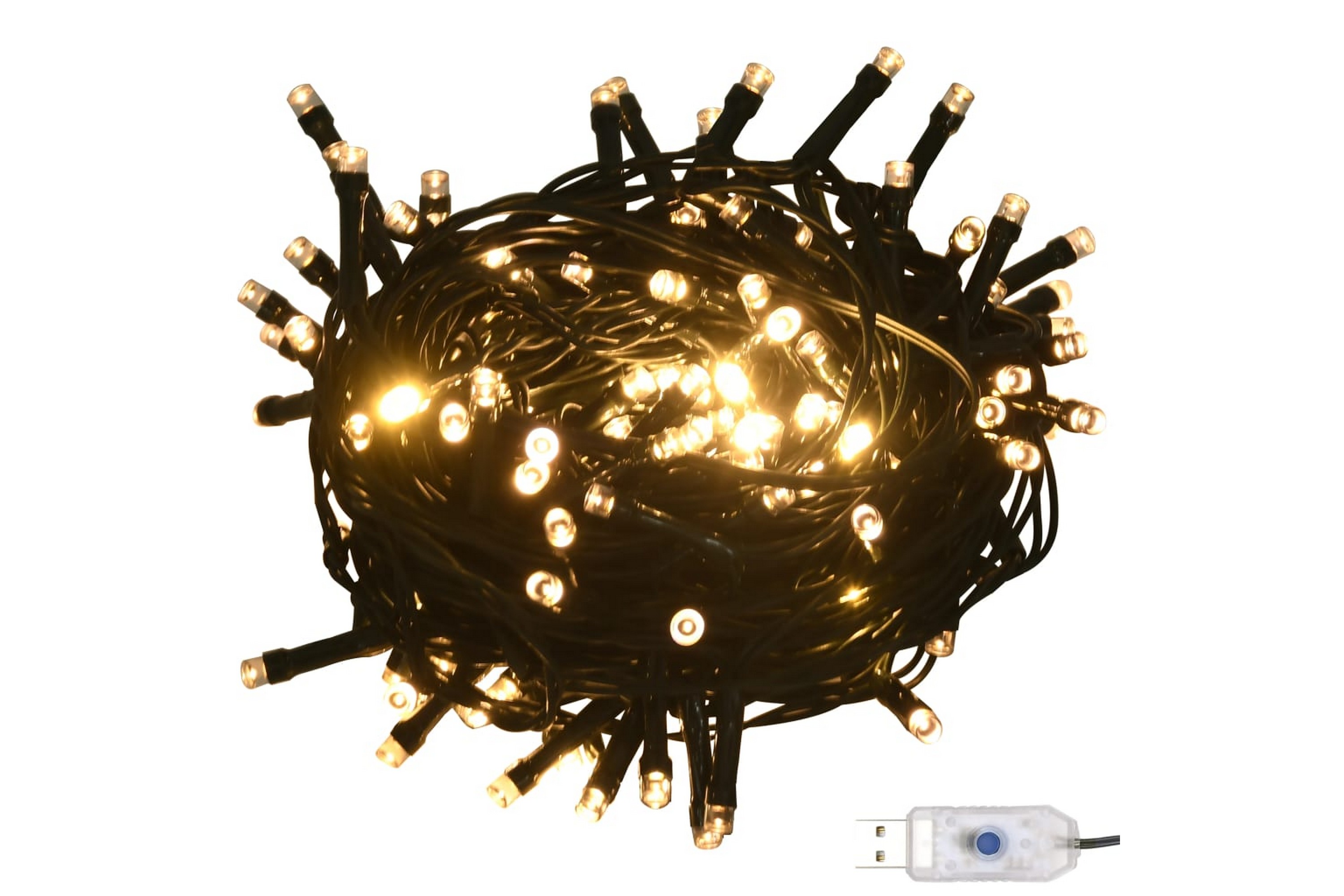 Ljusslinga med 150 LED varmvit 15 m PVC – Vit