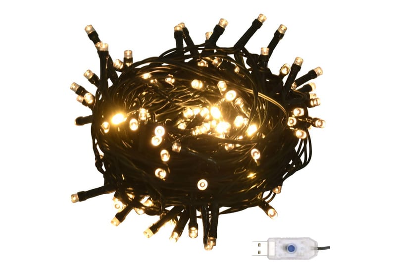 Ljusslinga med 300 LED varmvit 30 m PVC - Vit - Julbelysning - Ljusslinga - Balkongbelysning