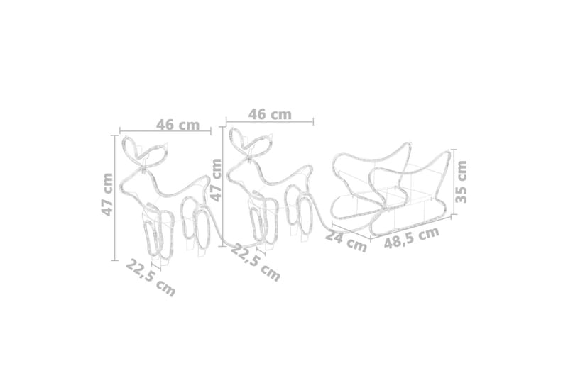 Ren och släde juldekoration 576 LED utomhus - Vit - Belysning - Julbelysning