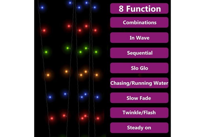 Soldriven ljusslinga 2 st 2x200 lysdioder flerfärgad inne/ut - Flerfärgad - Julbelysning - Ljusslinga - Balkongbelysning