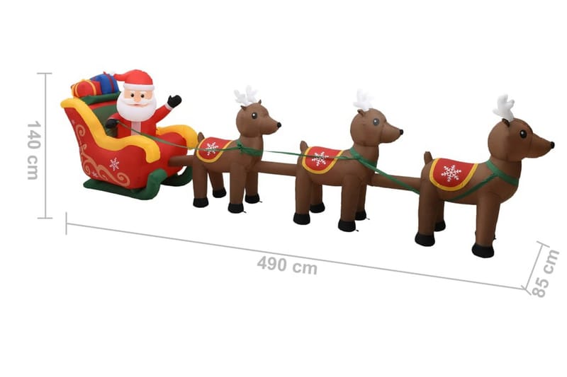 Uppblåsbar juldekoration tomte och ren LED 490 cm - Flerfärgad - Belysning - Julbelysning