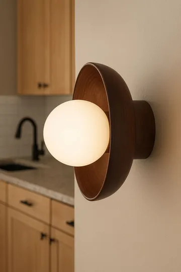 Beylin Vägglampa 24 cm Rund - Valnöt Vit - Belysning - Inomhusbelysning & lampor - Vägglampor & väggbelysning
