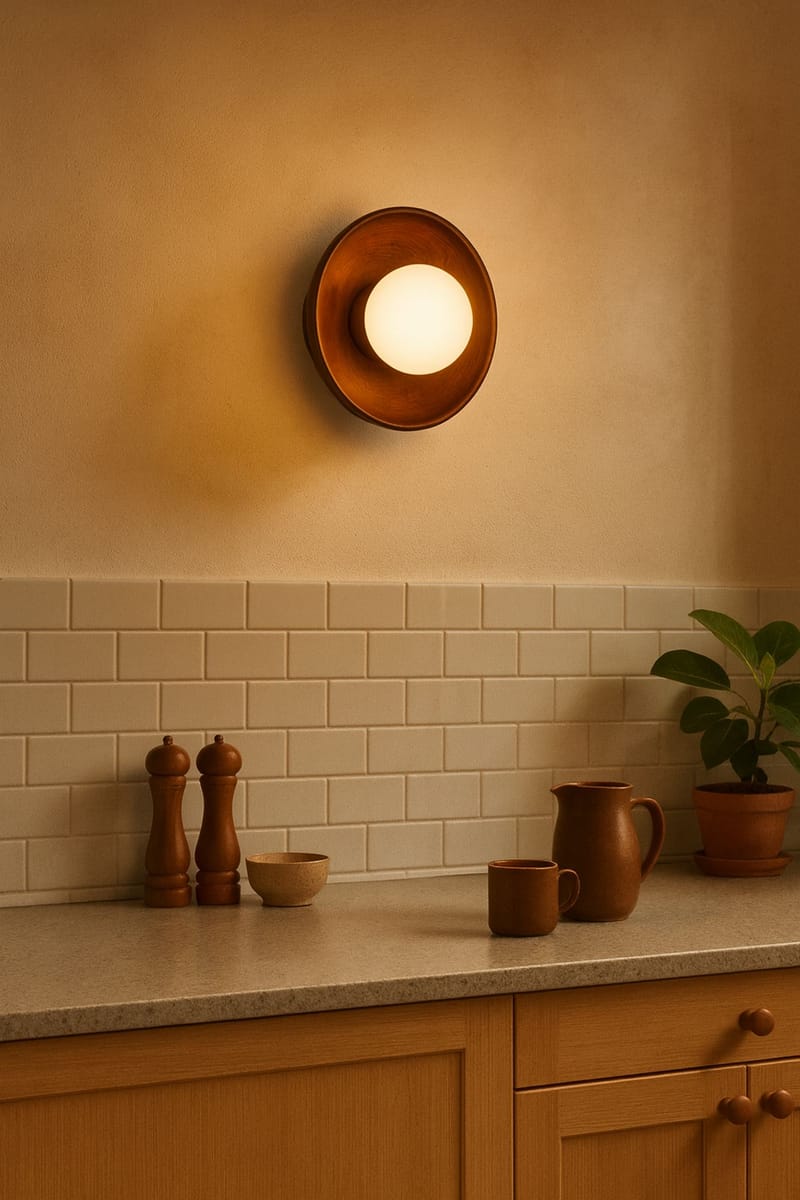 Beylin Vägglampa 24 cm Rund - Valnöt Vit - Belysning - Inomhusbelysning & lampor - Vägglampor & väggbelysning