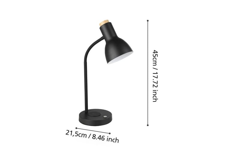 Bordslampa Eglo Veradal-Qi med Touch - Svart/Brun - Belysning - Inomhusbelysning & lampor - Skrivbordslampa