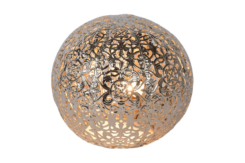 PAOLO Bordslampa Rund Silver - Lucide - Sängbordslampa - Sovrumslampa - Fönsterlampa på fot - Bordslampor & bordsbelysning