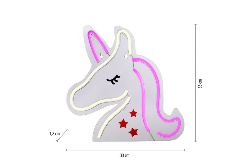 Neon-Enhörning Just Light Dekorationslampa - Multicolored - Belysning - Inomhusbelysning & lampor - Dekorationsbelysning - Dekorationsbelysning djur & figurer