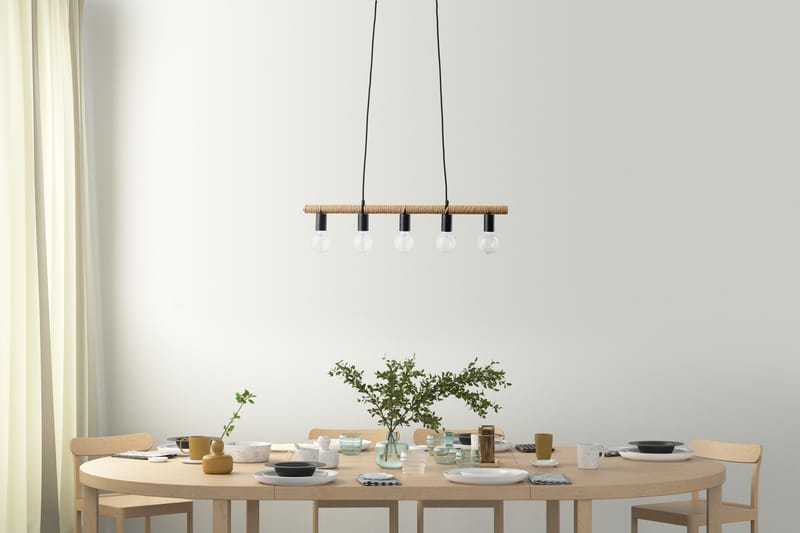 EINAR Taklampa 5L E27 mattsvart/ sisal - Matt svart/Sisal - Belysning - Inomhusbelysning & lampor - Taklampor & takbelysning - Kökslampa & pendellampa