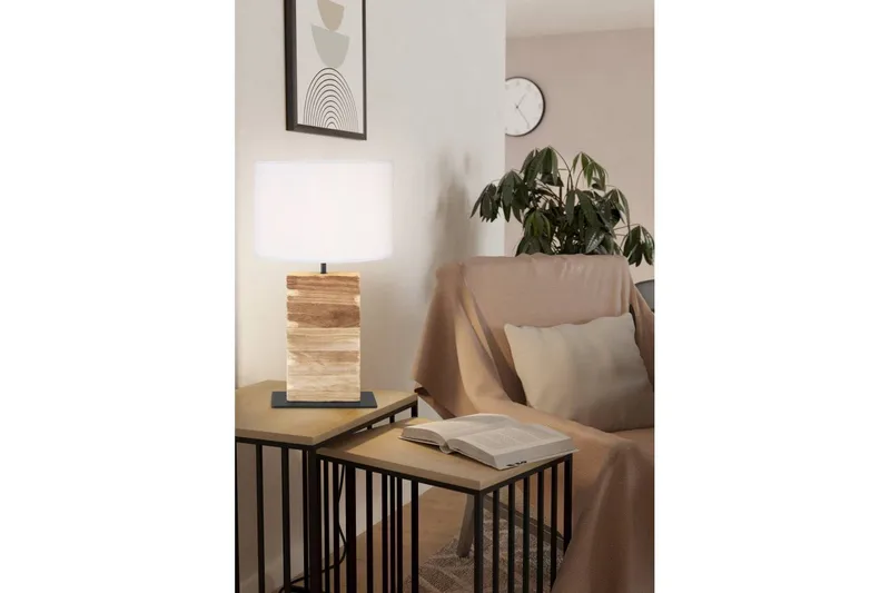 Bordslampa Eglo Contessore Rak Vit/trä - Belysning - Inomhusbelysning & lampor - Fönsterlampor & fönsterbelysning - Fönsterlampa på fot