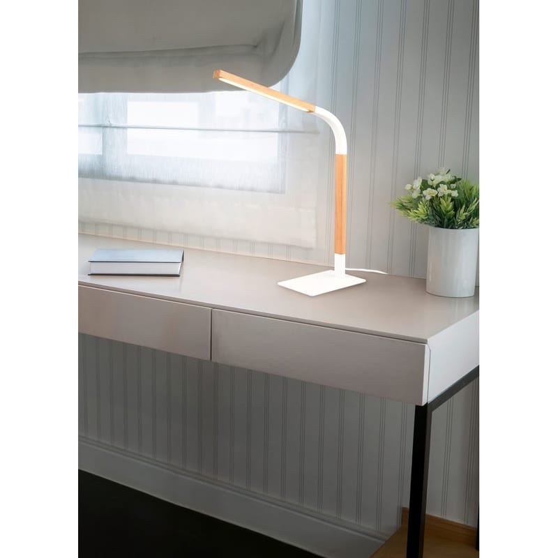 Bordslampa Norris - Mattvit/trä - Belysning - Inomhusbelysning & lampor - Fönsterlampor & fönsterbelysning - Fönsterlampa på fot