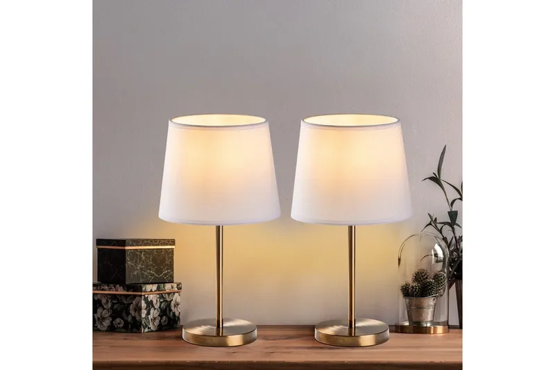 Bordslampset (2 stycken) Jaspal Antik / Vit - Antik / Vit - Belysning - Inomhusbelysning & lampor - Fönsterlampor & fönsterbelysning - Fönsterlampa på fot