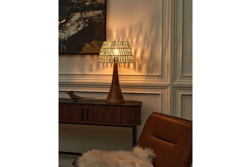 Dalino Bordslampa 47 cm E27 - Mörk trä/Beige - Belysning - Inomhusbelysning & lampor - Fönsterlampor & fönsterbelysning - Fönsterlampa på fot