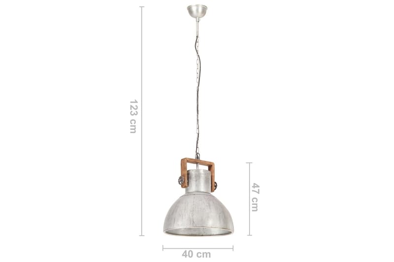 Hänglampa industriell vintage 25 W silver rund 40 cm E27 - Silver - Belysning - Inomhusbelysning & lampor - Fönsterlampor & fönsterbelysning - Fönsterlampa hängande