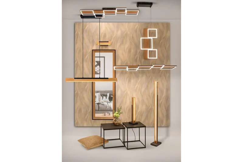 Harper LED Plafond 115 cm mattsvart/ trä - Trä - Belysning - Inomhusbelysning & lampor - Fönsterlampor & fönsterbelysning - Fönsterlampa hängande