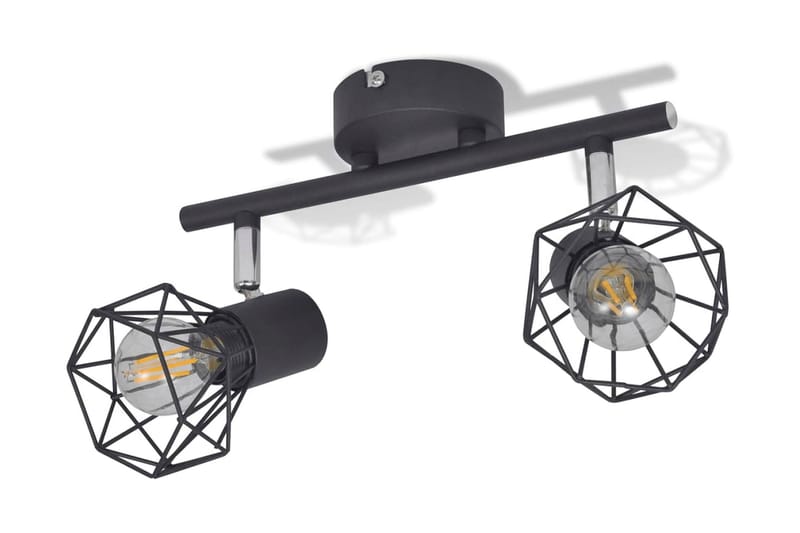 Taklampa industri-design spotlights med 2 LED-glödlampor sva - Svart - Kökslampa & pendellampa - Sovrumslampa - Fönsterlampa hängande