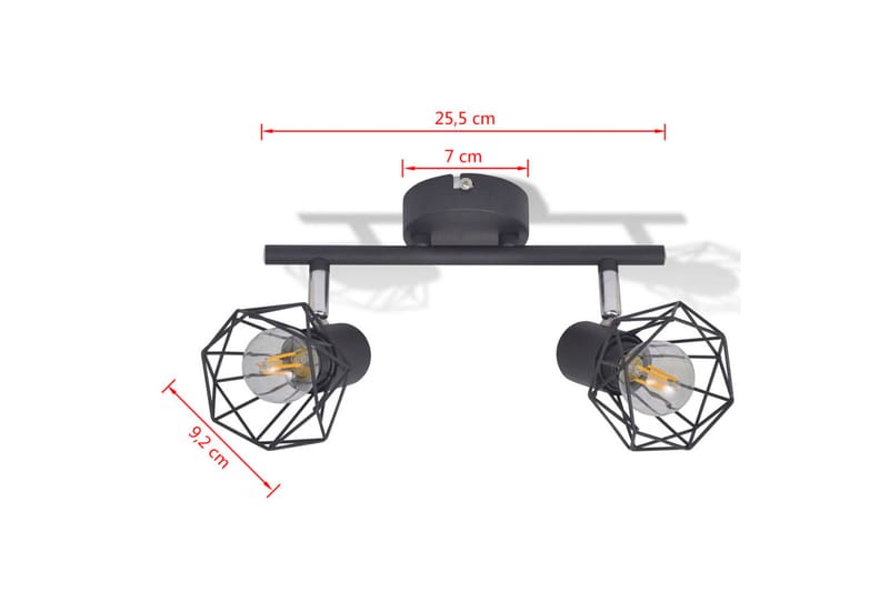 Taklampa industri-design spotlights med 2 LED-glödlampor sva - Svart - Belysning - Inomhusbelysning & lampor - Fönsterlampor & fönsterbelysning - Fönsterlampa hängande